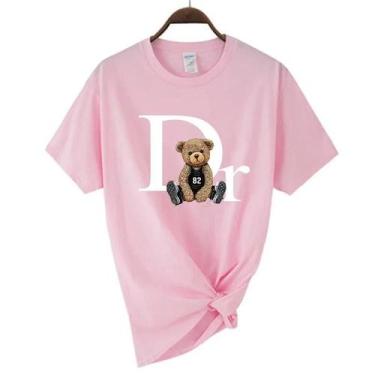 Imagem de Camiseta Gráfica Feminina De Verão Com Estampa De Urso Fofo Marca De L