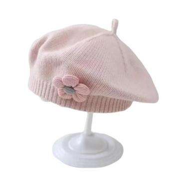 Imagem de Gorro De Inverno Quente Para Meninas Bebês, Chapéu De Flor Tricotado, 