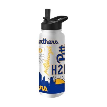 Imagem de Logo Brands NCAA Pittsburgh Panthers Garrafa nativa de 1000 ml – Isolamento de parede dupla, aço inoxidável, tampa sem derramamento, alça fácil de transportar