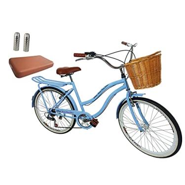 Imagem de Bicicleta aro 26 com bagageiro assento acolchoado pedaleiras