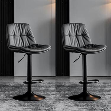 Imagem de Cadeiras de bar, bancos de bar altos, bancos de bar giratórios, bancos de bar, bancos de cozinha, cadeiras de balcão, conjunto de 2 bancos de ilhas, com encosto, com apoio para os pés, altura