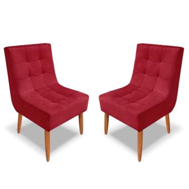 Imagem de Kit Cadeira Estofada Decorativa Para Sala de Jantar Quarto Penteadeira Quarto (vermelho)