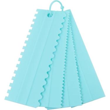 Imagem de ZCZQC 4 peças raspador de bolo para decoração de plástico pente serrilhado creme ferramenta de modelagem de borda de bolo textura suave para decoração de cozinha ferramenta faça você mesmo 20,5 x 7 cm