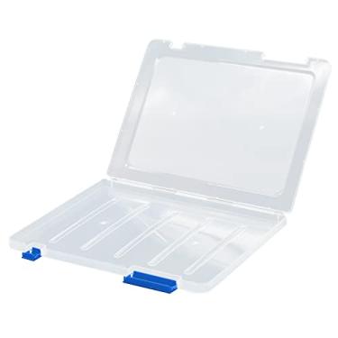 Imagem de CIOUYAOS Caixa de arquivo portátil de plástico A4, estojo organizador de armazenamento de papel transparente com tampas, recipiente protetor de material escolar de escritório para revista, documento,