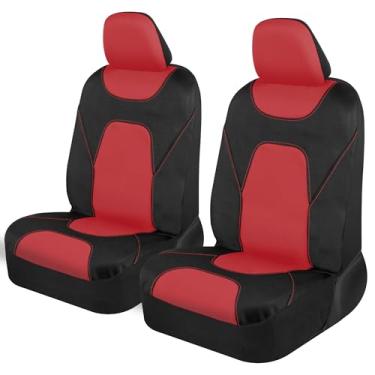 Imagem de Motor Trend AquaShield Capas de assento dianteiras à prova d'água, capas de assento vermelhas para carros – capa de neoprene para assentos dianteiros de carro, protetor de capas de assento SUV – Capa