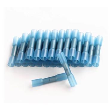 Imagem de ROUPWKWO Terminal de extremidade termorretrátil de 3 tamanhos, terminais de crimpagem, conectores de cabo de fio elétrico isolados para AWG 22-10 (azul)