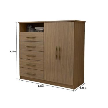 Imagem de Cômoda 5 Gavetas 2 Portas Viena Mapi Móveis Nogueira