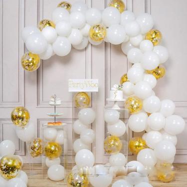 Imagem de Kit Balloon Arch para festa de aniversário, 100 unidades de confete de látex branco