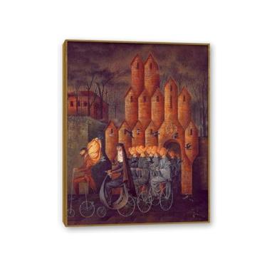 Imagem de Zeichn8u Remedios Varo Pinturas Rumo à Torre Remédios Varo Pôster de Parede Surrealismo Arte em Tela para Sala de Estar Escritório Decoração de Parede Presente Pronto para Pendurar Moldura de Teca