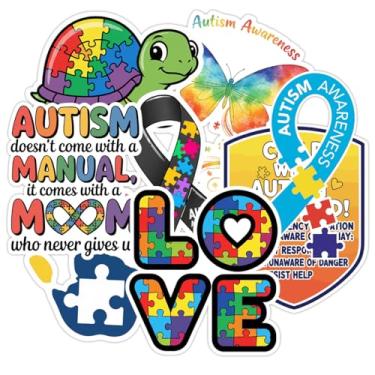 Imagem de 8 peças de adesivos de conscientização do autismo – Decalques de vinil à prova d'água para carros, caminhões, vans, motocicletas, laptops, para-choques, capacetes, adesivos de fita de quebra-cabeça