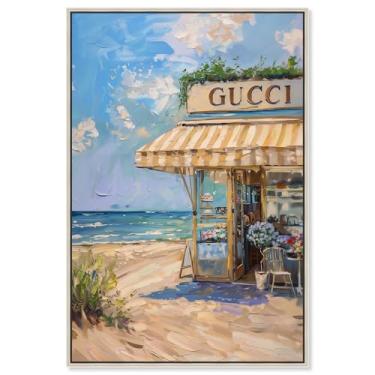 Imagem de Art Remedy Tela By the Sea Store Monet Coastal, moldura prata, 51 x 76 cm