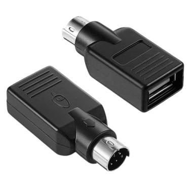 Imagem de Adaptador USB para Ps2, 2 peças de teclado PS/2 preto USB fêmea para PS/2 macho adaptador conversor para mouse teclado