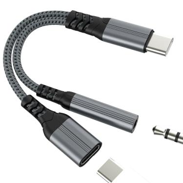 Imagem de Adaptador USB C para auxiliar (2 em 1) Conector de fone de ouvido DAC áudio para iPhone 15 16 17 Pro Max 3,5 mm tipo C cabo carregador compatível com Samsung S25 S24 S23 S22 Splitter Dongle Cord Wired