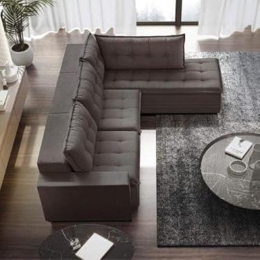 Imagem de Sofá Retrátil 3 Lugares com Chaise 316cm Presidente Estofart Marrom