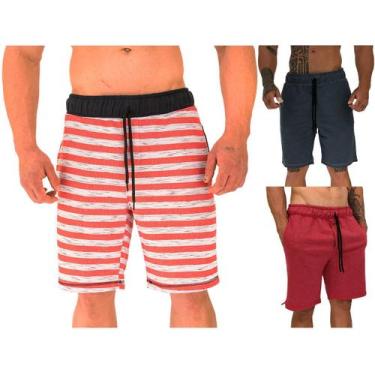 Imagem de Kit 3 Bermudas Moletom e Moletinho MXD Conceito Cores Diversas Opções 