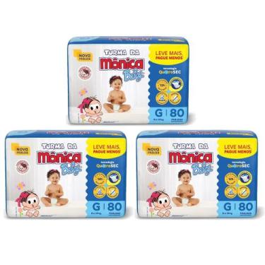 Imagem de Fralda Turma da Mônica Baby Giga Tamanho G - 3 unidades - Pacotes com 