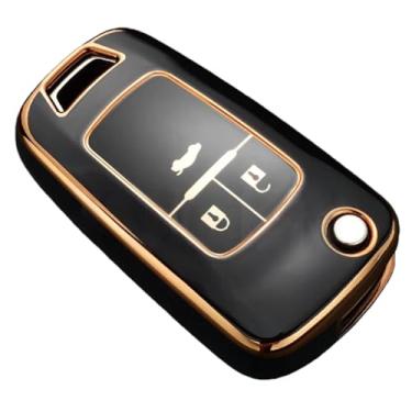Imagem de Capa flip para chave de carro compatível com Chevrolet Cruze/Aveo/Trax/Sail/Malibu compatível com Opel Vauxhall Astr/Corsa/Meriva/Insignia(3 Button Black)