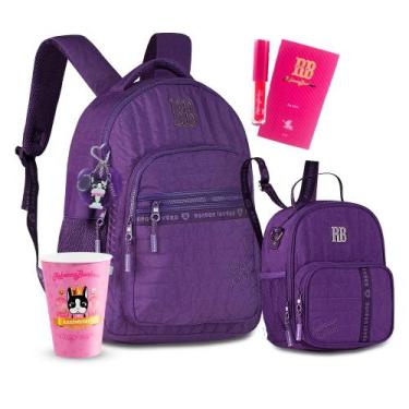 Imagem de Kit Mochila Costas Acolchoadas Lancheira Térmica Feminina RB - Rebecca