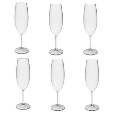Imagem de Conjunto 6 Taças de Espumante 280ml – Plástico Rosa Quartz, Elegante para Festas e Jantares em Casa (Transparente)