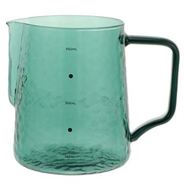 Imagem de Copos de medição de vidro 500ml, jarra para espuma de leite, copo de medição de café expresso com escala, espresso, cappuccino, latte, fabricante de suco (Color : Green)