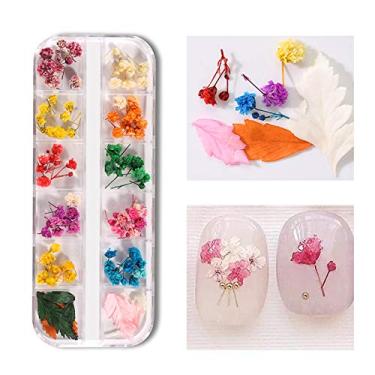 Imagem de 1 Caixa de Flores Secas Mistas para Decoração Unhas Arte Decorativa Floral Natural Adesivo 3D Seco Beleza Decalques Esmalte UV DIY Joias Resina Artes e Manufaturas Pingentes Capa Telefone Cartão Nota