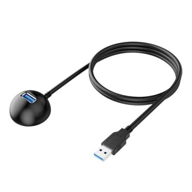 Imagem de LUKFOCAB Cabo de extensão USB 3.0 com pedestal, cabo de transferência de dados USB 3.0 tipo A macho para fêmea, suporta 5 Gbps para pen drive, leitor de cartão, teclado, mouse, laptop, tablet, webcam
