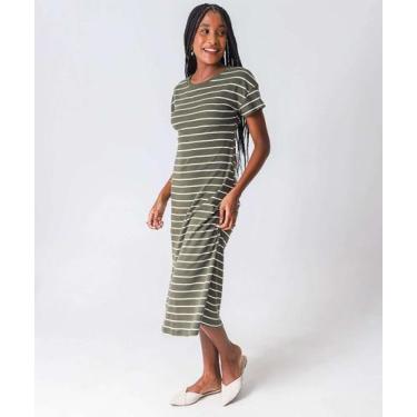 Imagem de Vestido Midi Feminino Listrado Marisa Verde-16189, Verde, M