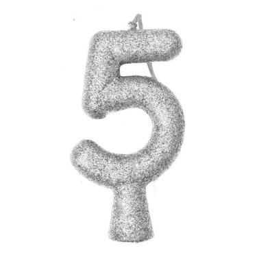 Imagem de Vela de Aniversário Puro Glitter Prata - Festcolor, 5