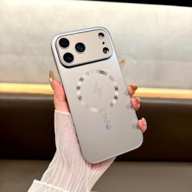 Imagem de SFDSUH Capa para iPhone 15 com lente de vidro, conector Lightning, janela de dissipação de calor e cobertura total (para iPhone 15/CINZA)