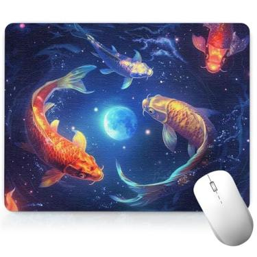 Imagem de Almofada de mesa de couro para peixe, mouse pad de arte colorida, teclado de computador, mousepad para jogos, protetor e capa à prova d'água, capa decorativa de couro PU, tapete de mouse para laptop