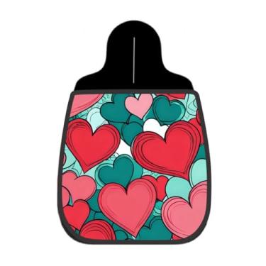 Imagem de Lixeira De Carro Organizador Lixinhocar Corações Sobrepostos Vermelho Turquesa