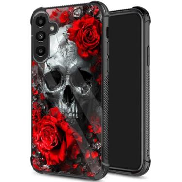 Imagem de JHYYTUJTYP Capa para Galaxy S25 FE, textura de pneu antiderrapante, capa protetora de TPU macio à prova de choque antiarranhões para Samsung Galaxy S25 FE 6,7 polegadas 2025, caveira rosa