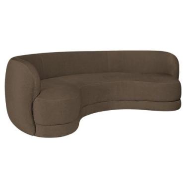 Imagem de Sofá Curvo 3 Lugares Sala De Estar Recepção Noruega 200cm Suede - Doce