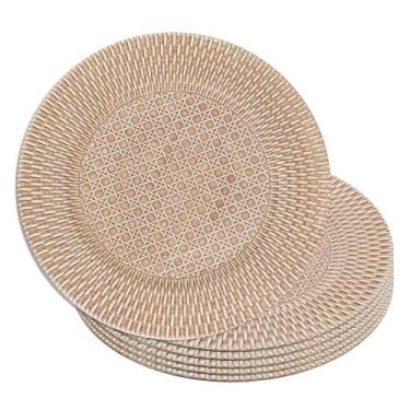 Imagem de Jogo 6 Sousplat Redondo de Plástico Wolff com Textura de Rattan Bronze