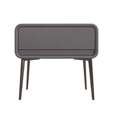 Imagem de Mesa de cabeceira moderna de madeira minimalista moderna de perna alta minimalista pequena gaveta única armário de armazenamento de móveis prático (cinza escuro, grande)