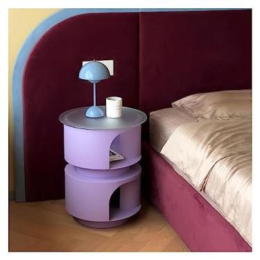 Imagem de Mesa de canto pequena moderna com cama de gato, mesa lateral mesa de cabeceira com cama de gato, condomínios para sala de estar, quarto, varanda, família e escritório, simples (roxo)