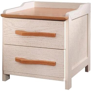 Imagem de Mesa de cabeceira para quarto com gavetas duplas, mesa de cabeceira de madeira maciça para móveis e armário de armazenamento