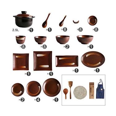 Imagem de Conjunto de jantar de cerâmica, cozinha e serviço de jantar, durável, conjunto de utensílios de jantar, salada, apitizador, prato de sobremesa, tigelas, o melhor presente para a família e amigos