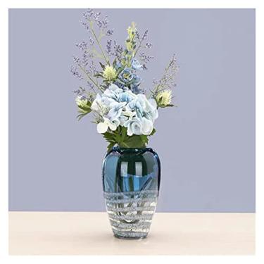 Imagem de Vaso de flores leve, luxuoso e simples, vaso criativo de vidro ondulado, decoração de sala de estar, arranjo de flores, nórdico, criativo, decoração de casa (pequeno)