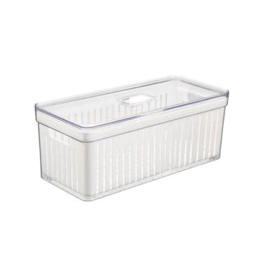 Imagem de Kit 2 Organizador de Geladeira 6,8L com Cesto e Tampa | Potes para Geladeira Multiuso Alimentos Verduras(1 Peça)