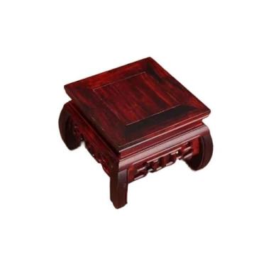 Imagem de KHUTRW3D Base de vaso esculpida em sequóia quadrada de bonsai, suporte de exibição de bule de chá para casa (Médio)