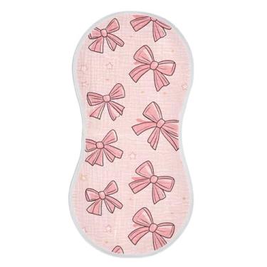 Imagem de xigua Conjunto de 2 panos de musselina para arrotar arcos e fitas, panos de arroto super macios e absorventes, roupas de arroto de algodão, presente de chá para recém-nascidos, bebês meninas e meninos