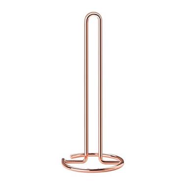 Imagem de Suporte para Papel Toalha Aço Inoxidável Dispenser de Rack Fácil Rasgar Cozinha e Banheiro Base Resistente com Uma Mão Elegante Organizado Economiza Espaço na Bancada Acomoda Rolo Padrão Jumbo