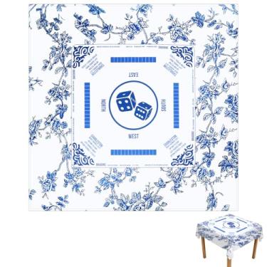 Imagem de juciasouul Toalha de mesa Mahjong Mahjong, toalha de mesa quadrada de Mahjong de poliéster 160 g, capa de mesa quadrada Mahjong para iniciantes em Mahjong, jogos de cartas, tabuleiros e azulejos