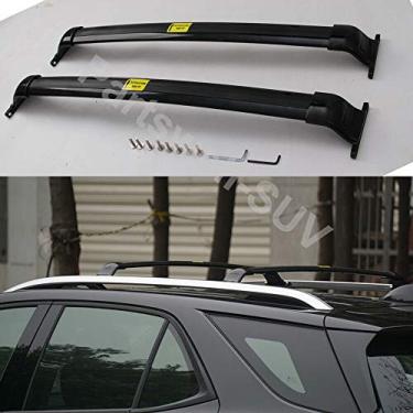 Imagem de YiXi-Partswell 2 peças de rack de teto barras transversais bagageiro de alumínio adequado para Chevrolet Equinox 2018-2021 - preto