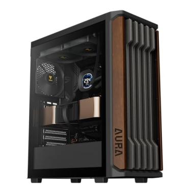 Imagem de Gabinete Gamer Gamdias Aura GC11 Wood Preto com 4 Fans Madeira Nogueira