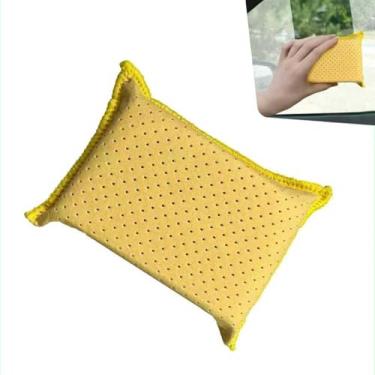 Imagem de CyperFair Bloco de esponja de limpeza de carro, desembaçador de vidro absorvente de água sem arranhões, ferramenta de limpeza não tecida com orifício duplo macio, suprimento de lavagem reutilizável