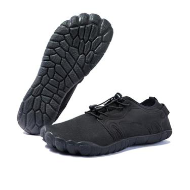Imagem de Tênis esportivo masculino de caminhada descalço de secagem rápida, bico largo, água, para natação, mergulho, surf, caiaque, piscina, praia, caminhada, Preto escuro, 46