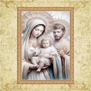 Imagem de Quadro Moldura Dourada Sagrada Família Prateada 33X24Cm