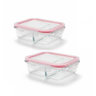 Imagem de Kit com 2 Potes Vidro 630 ml Hermético Marmita Forno Refratário Divisó